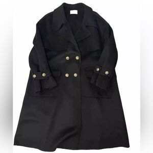 Nap Loungewear Double Breasted Wool Cashmere Coat XL Ornate Buttons Missing Belt